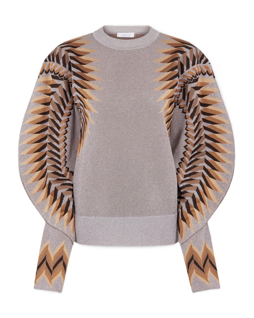 Rabanne Brown Long-Sleeved Lurex Jacquard Jumper