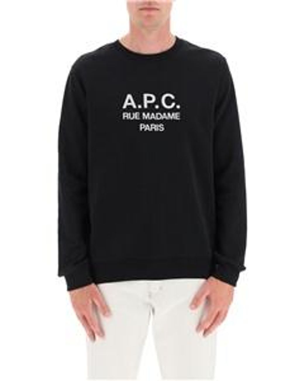 A.P.C. Black Logo Embroidered Crewneck Sweatshirt for men
