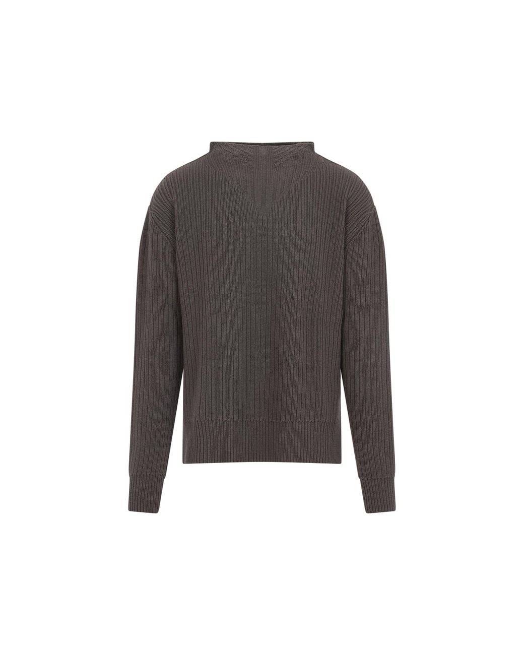 Rick Owens Gray Dust Virgin Wool Fisherman Round Neck Pullover for men
