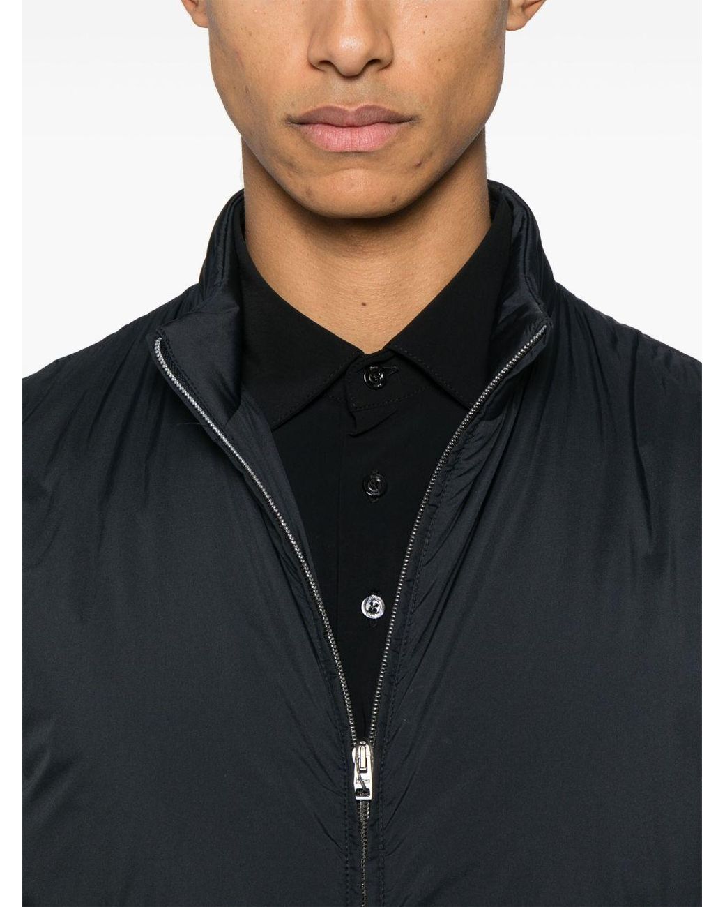 Herno Blue Zip-Up Sleeveless Gilet for men