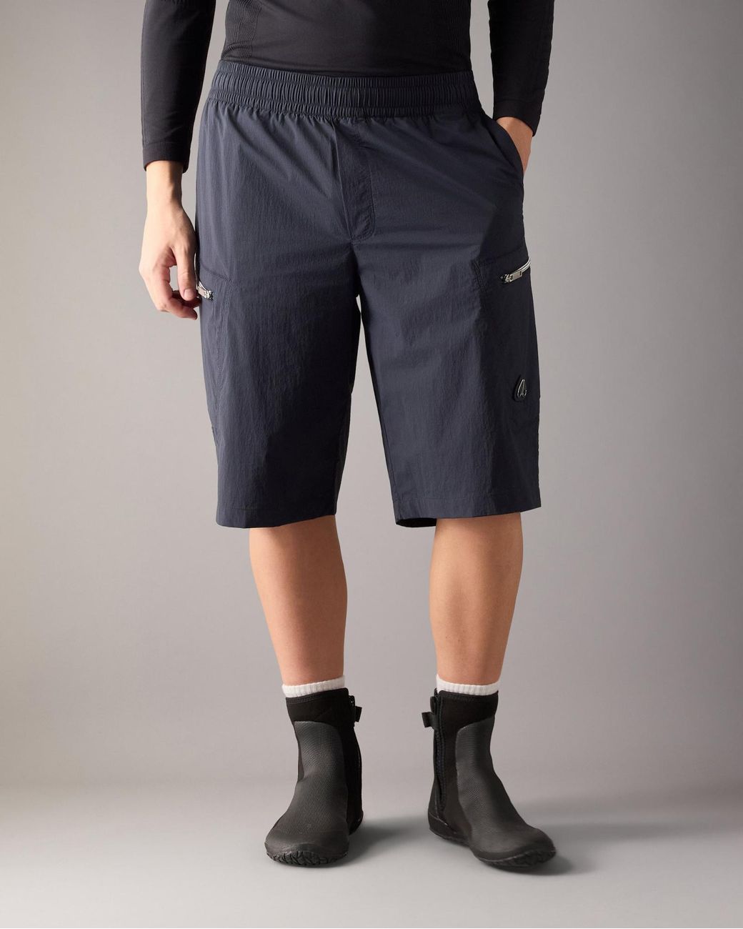 Moose Knuckles Black Flight Cargo Shorts for men