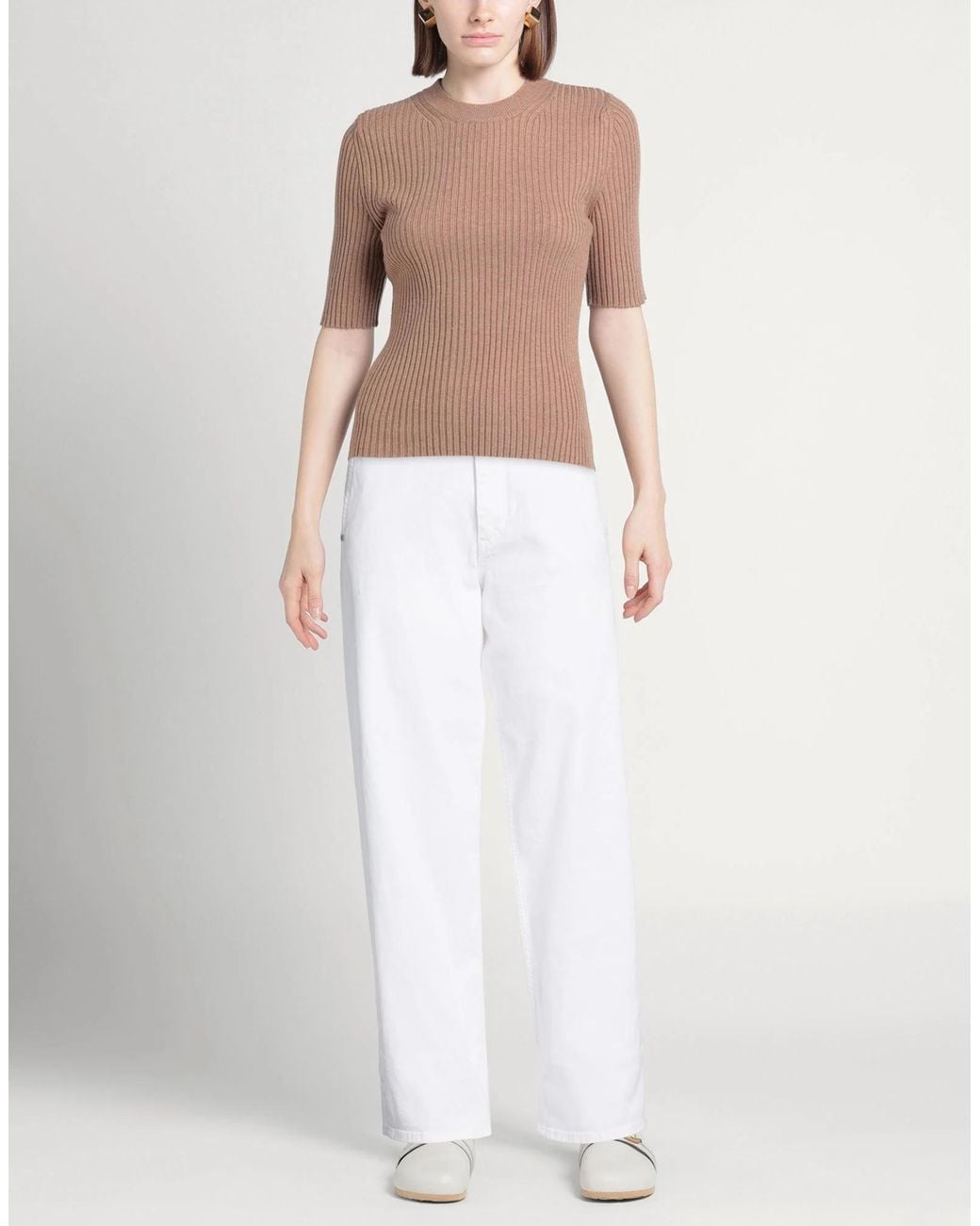 Rag & Bone White Plain Colour Wide-Leg Jeans