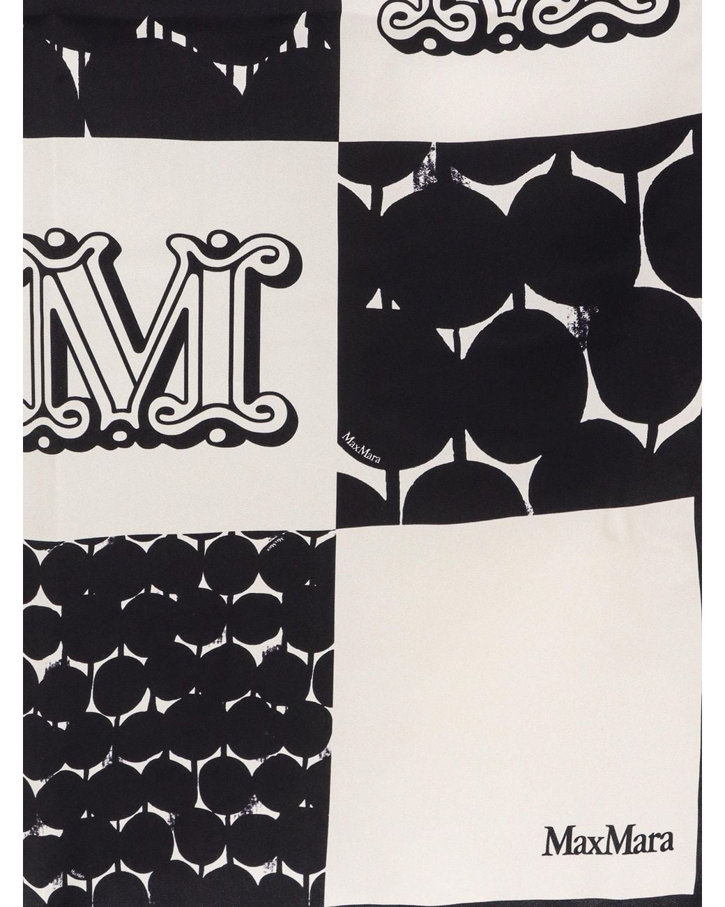 Max Mara Black Printed Silk Scarf