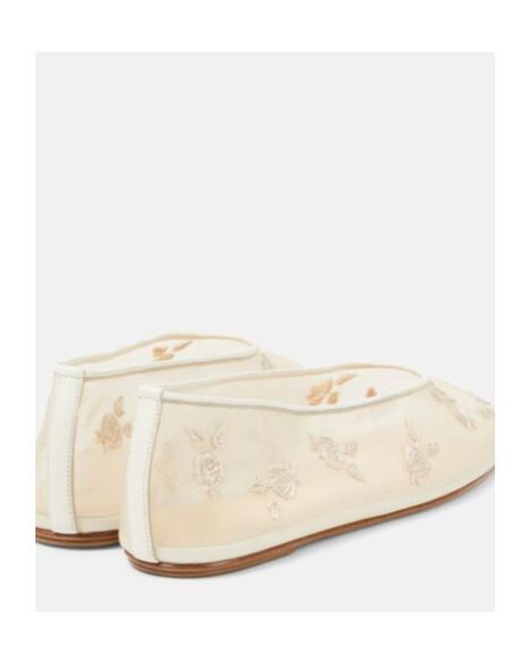 Magda Butrym White Embroidered Mesh Ballet Flats