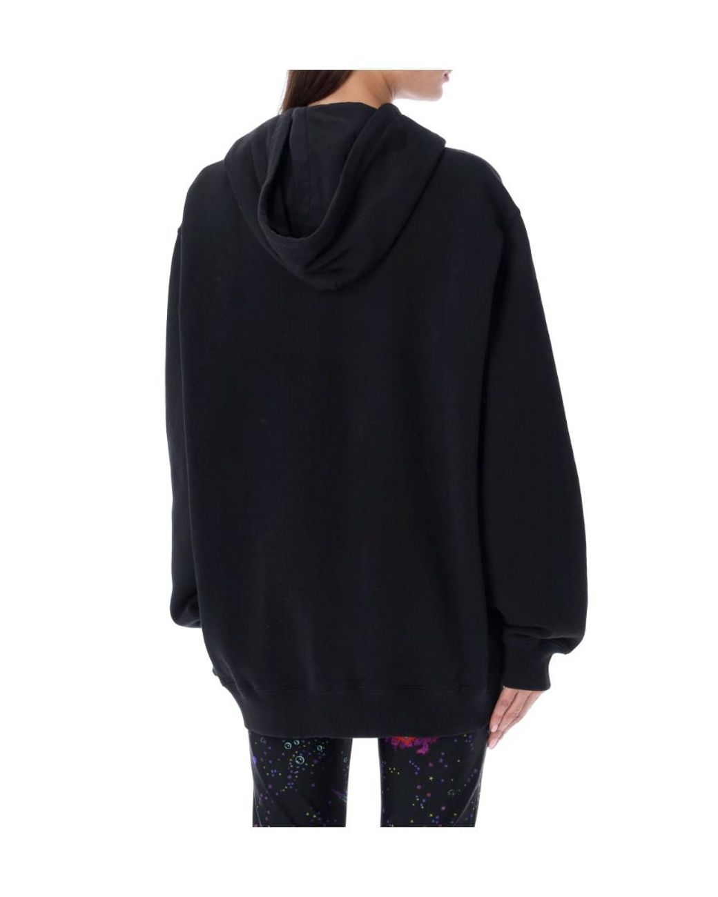MSGM Black Graphic-Print Drawstring Hoodie