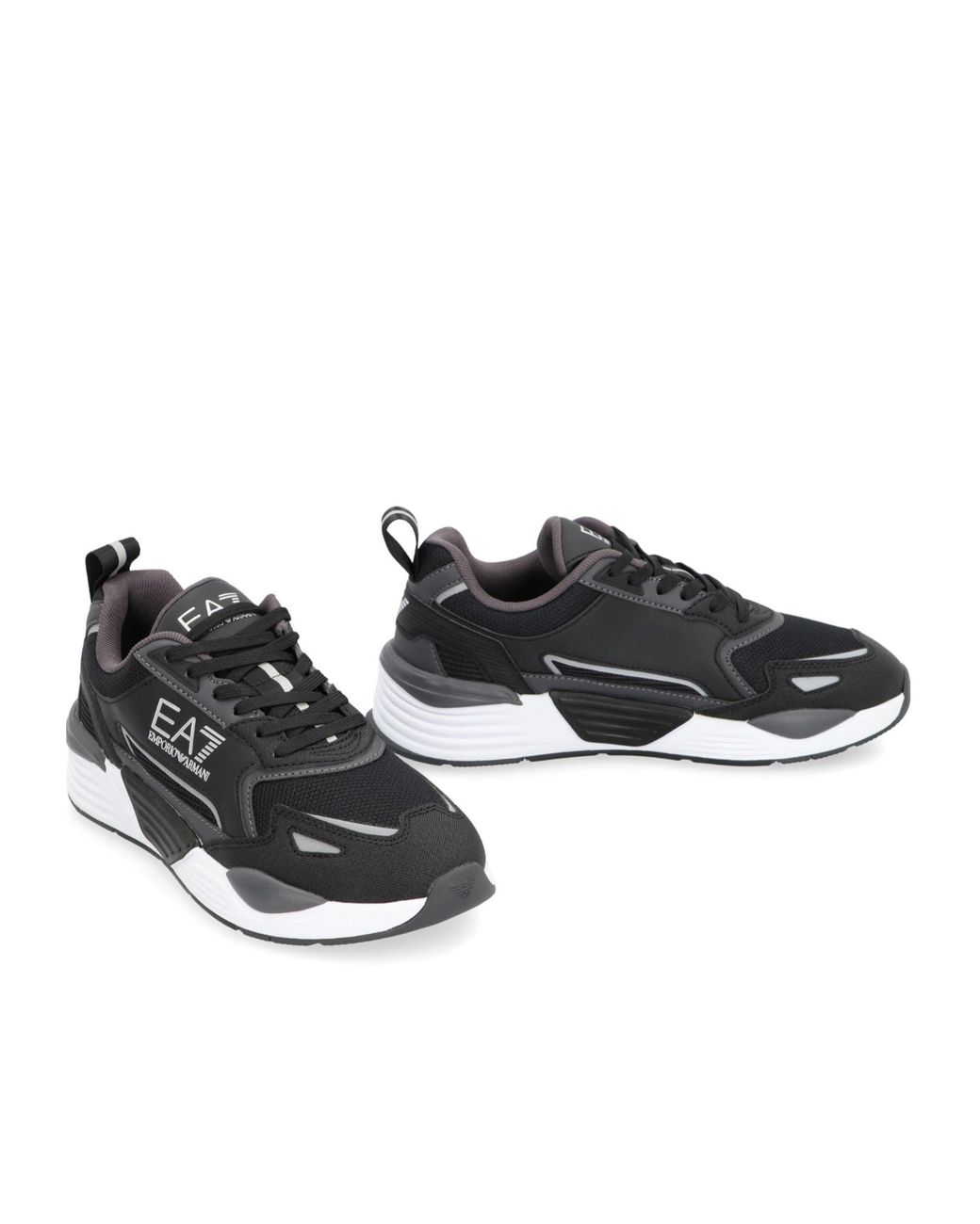 EA7 Black Logo Stamp Lace-Up Sneakers for men