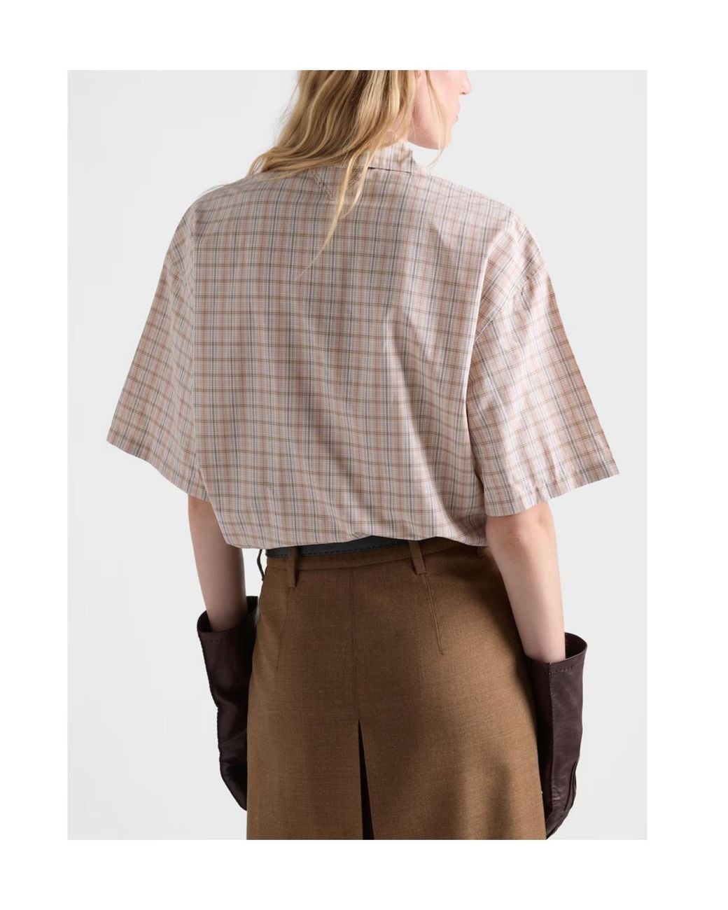 Prada Natural Short Sleeved Checked Shirt