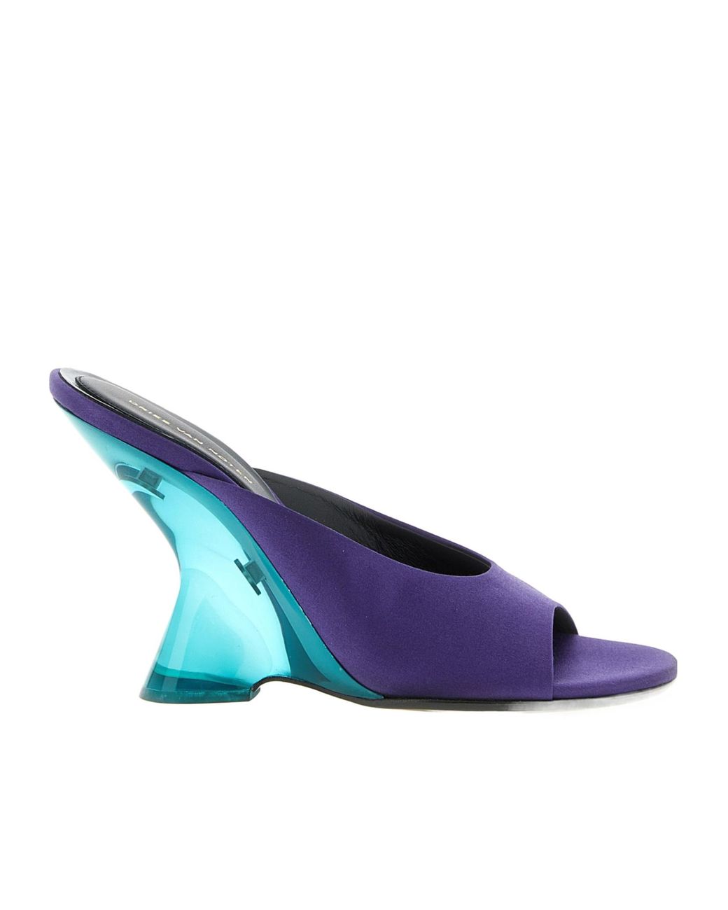 Dries Van Noten Blue 105 Satin Wedge Mules