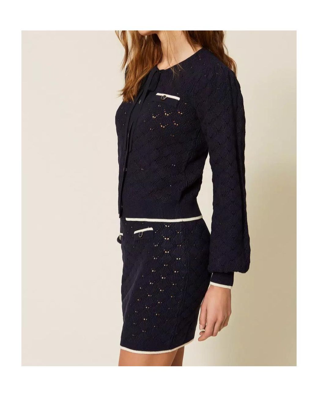 Twinset Blue Bow-Embellished Knitwear