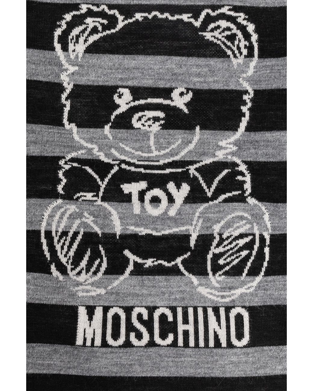 Moschino Black Striped Logo Intarsia Scarf for men