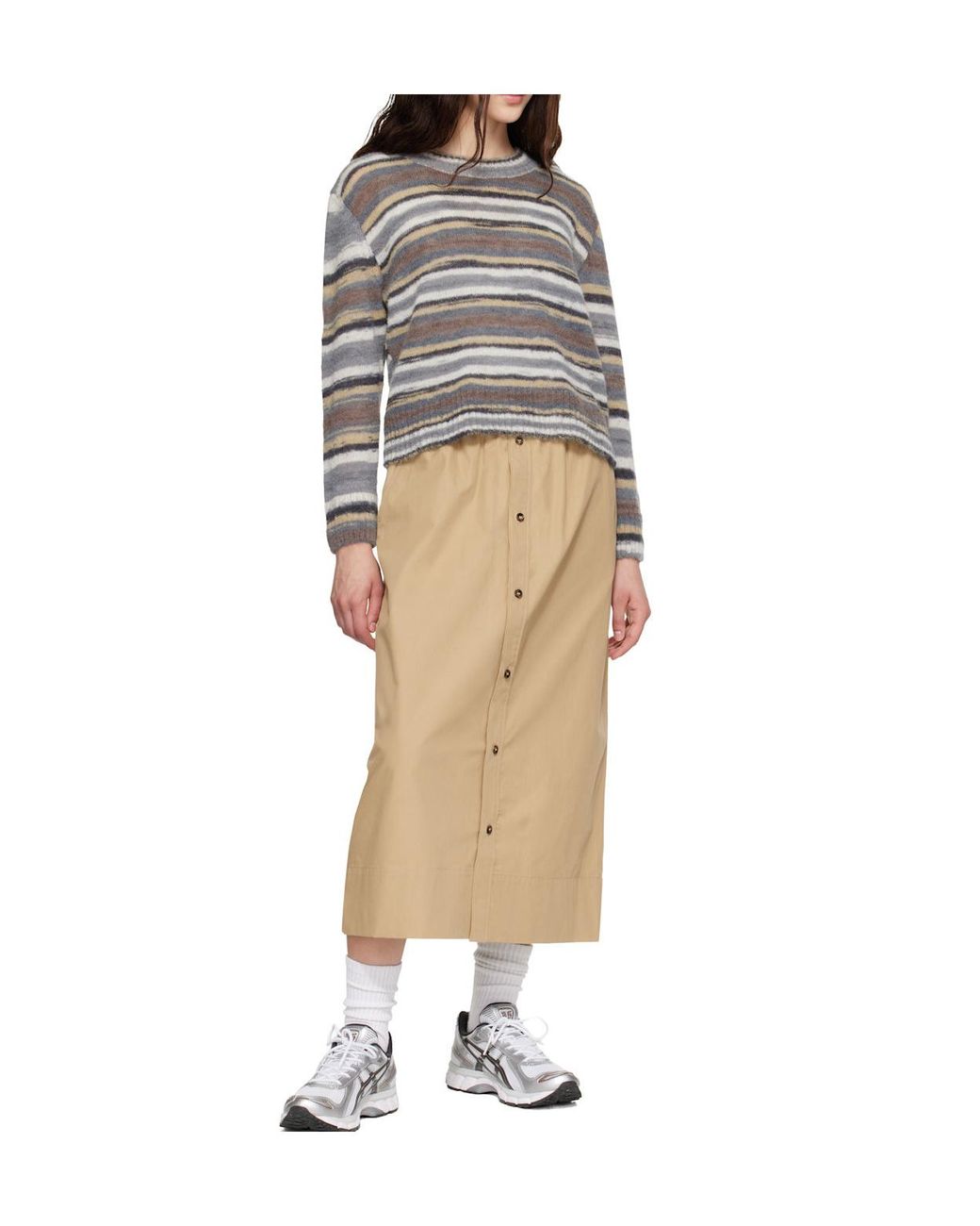 A.P.C. Natural Elastic Waistband Midi Skirt