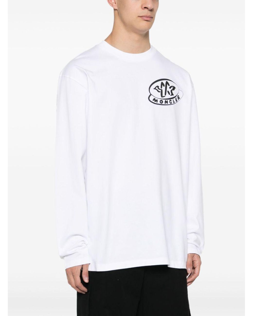 Moncler White Logo-Stamp Cotton T-Shirt for men