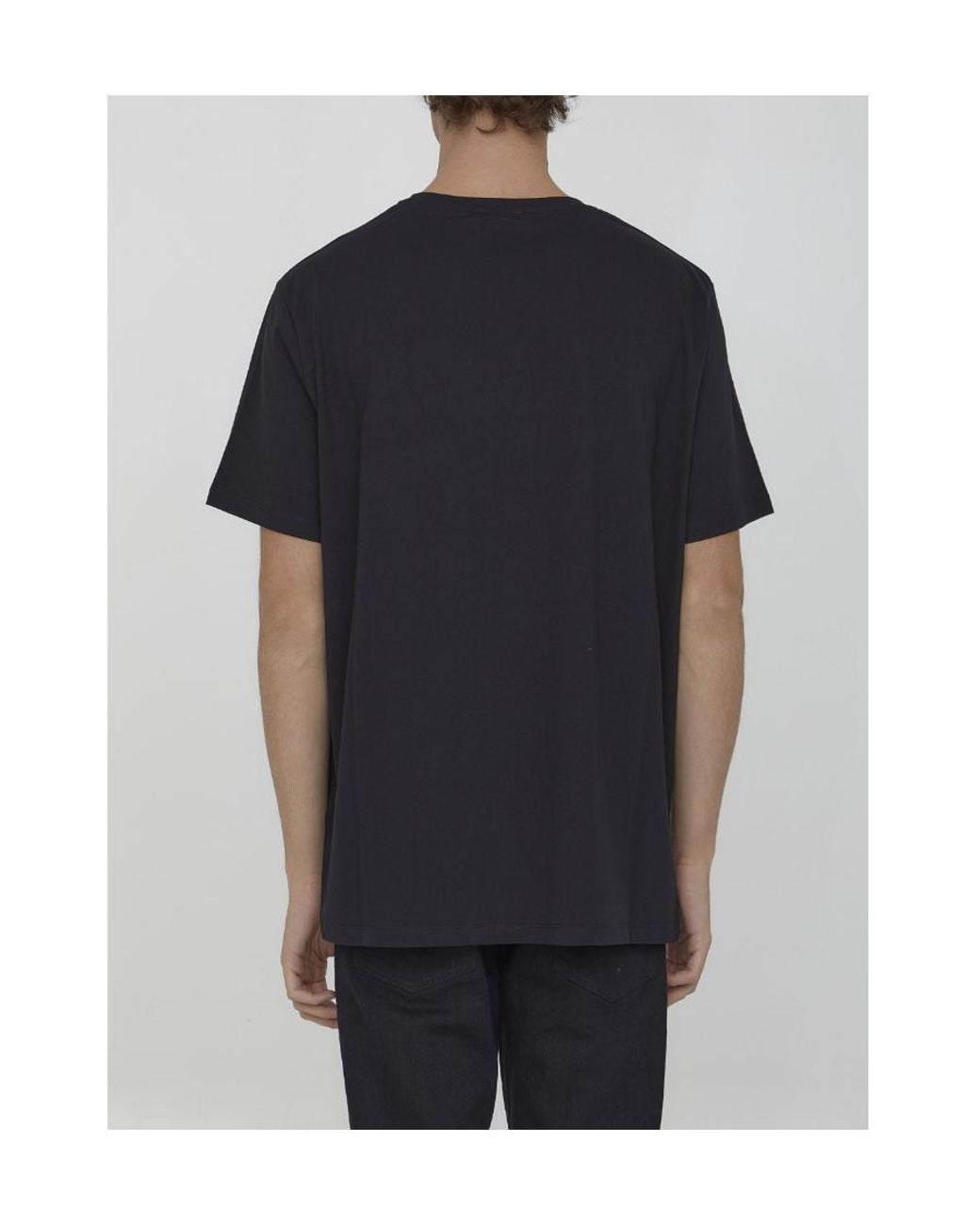 Balmain Black Logo Printed Crewneck T-Shirt for men