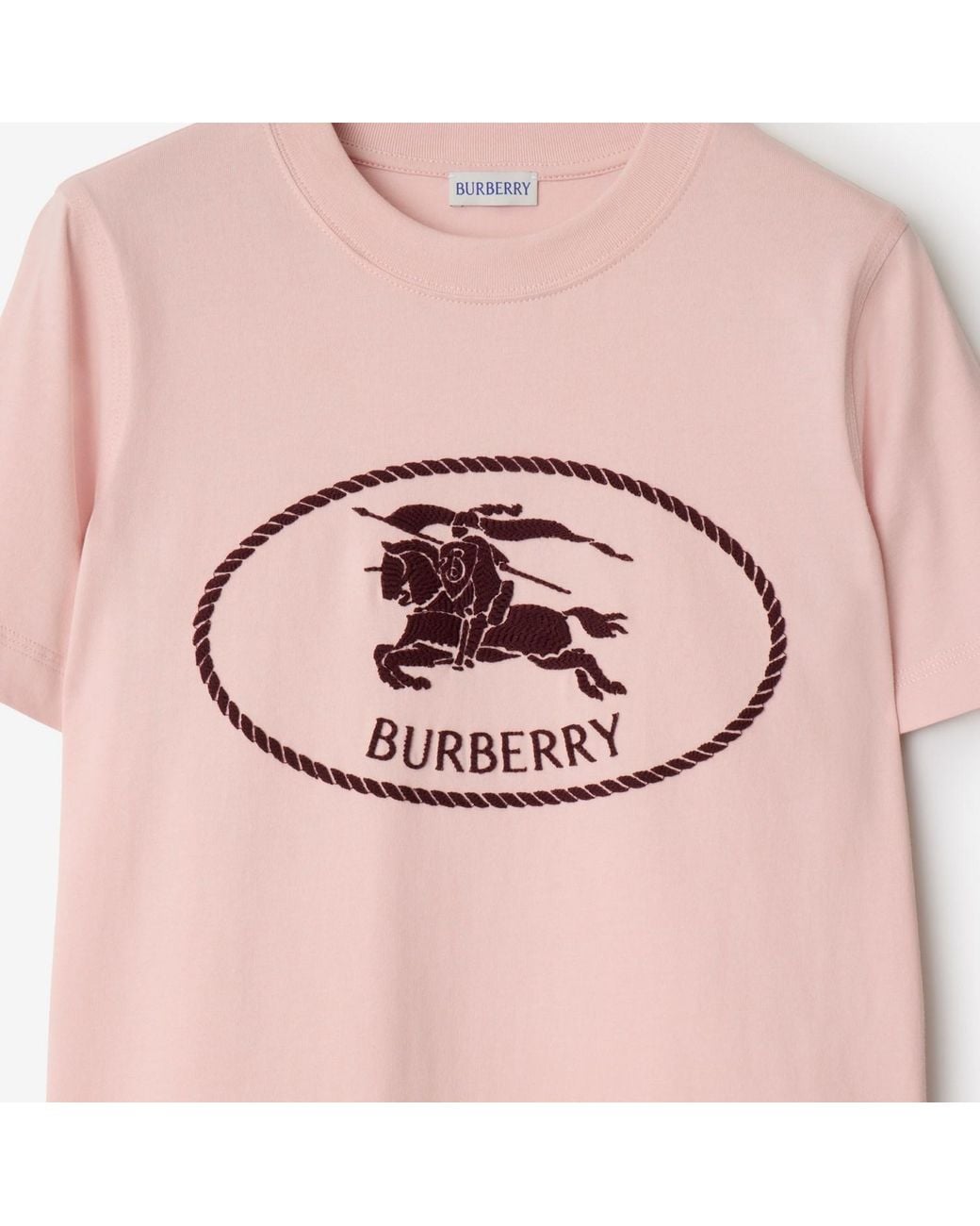 Burberry Pink Knight Stamp Crewneck T-Shirt