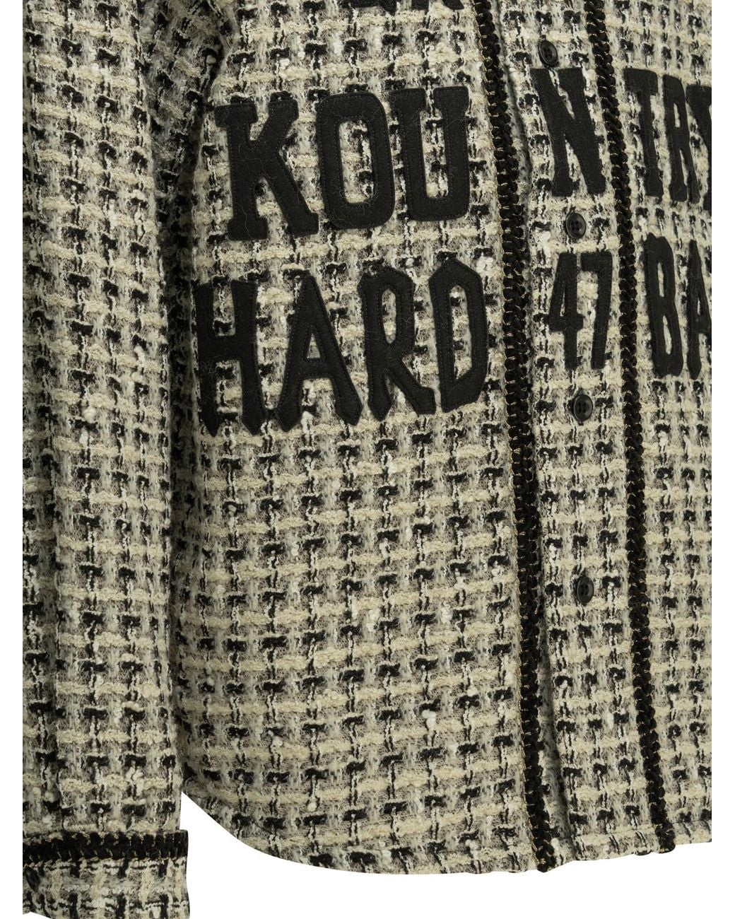 Kapital Gray Long-Sleeved Tweed Cardigan for men