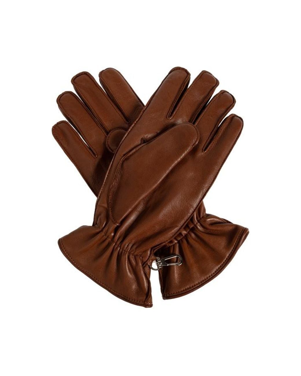 DSquared² Brown Quilted Cuff Leather Gloves for men