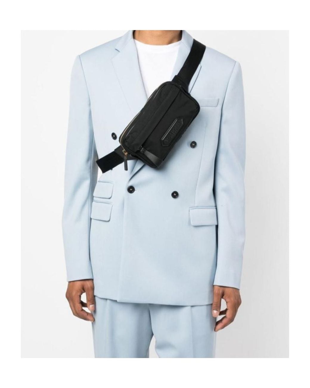 Tom Ford Black Logo-Patch Leather Belt Bag for men
