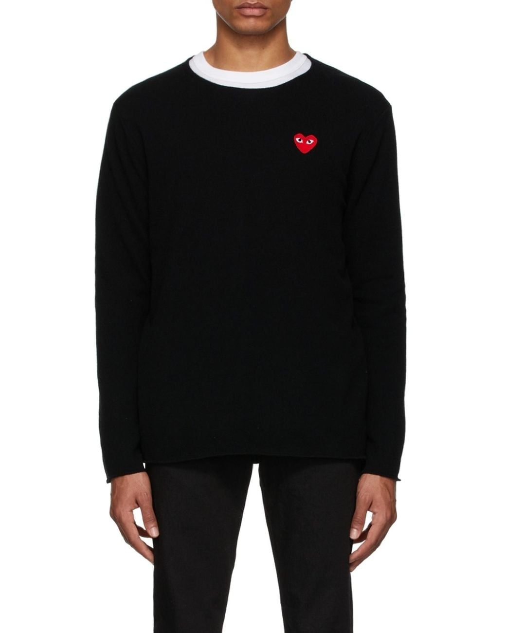COMME DES GARÇONS PLAY Black Comme Des Garçons Play Logo Patch Crewneck Jumper for men