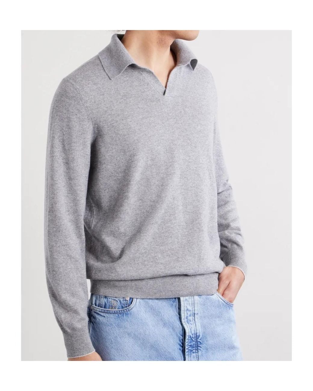 Brunello Cucinelli Gray Long-Sleeved Knitted Jumper for men
