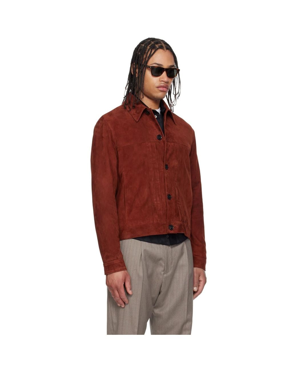 Paul Smith Red Slim Fit Denim Style Suede Jacket for men