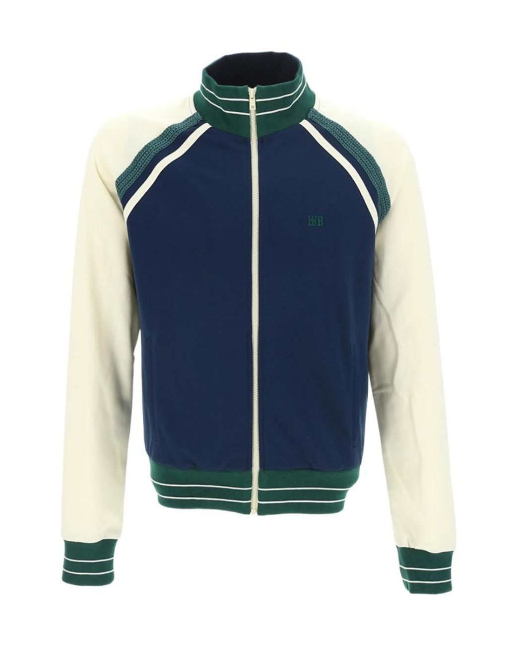 Wales Bonner Blue Striped-Trim Zipped Sweatshirt for men