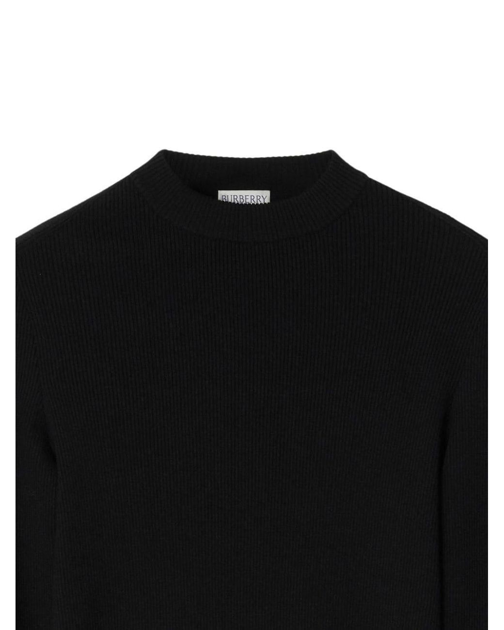 Burberry Black Logo Patch Ribbed-Knit Jumper