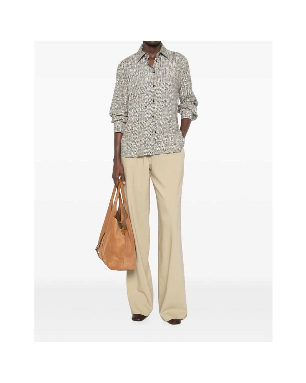 Ermanno Scervino Gray Herringbone-Pattern Shirt
