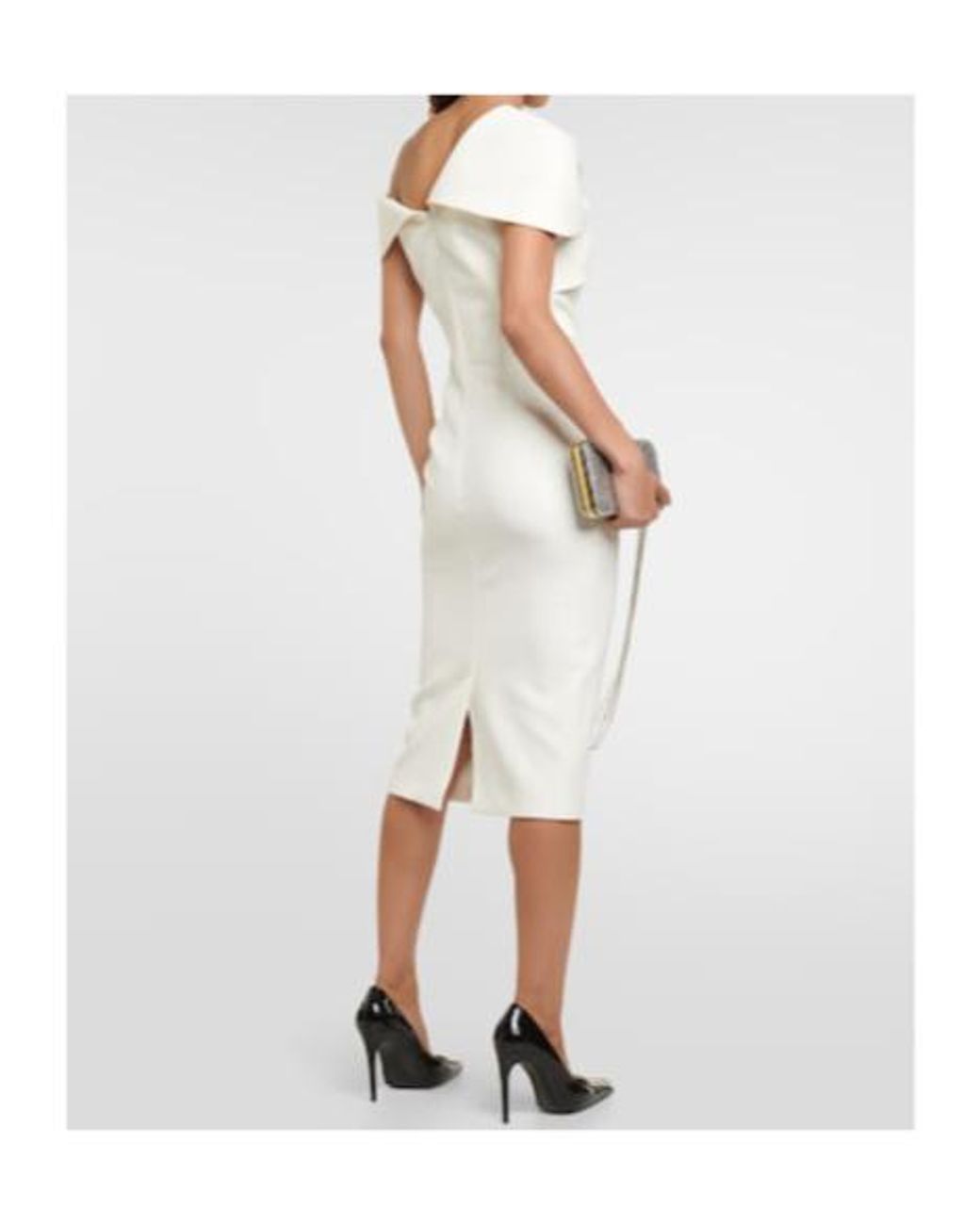 Safiyaa White Salmone Crepe Midi Dress