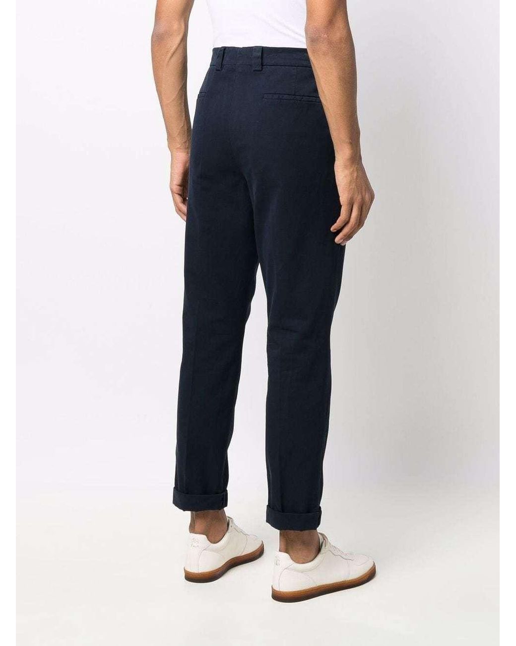 Brunello Cucinelli Blue Leisure-Fit Pleated Gabardine Trousers for men