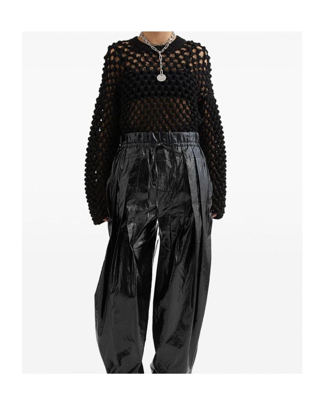 Jil Sander Black Open Knit Sweater