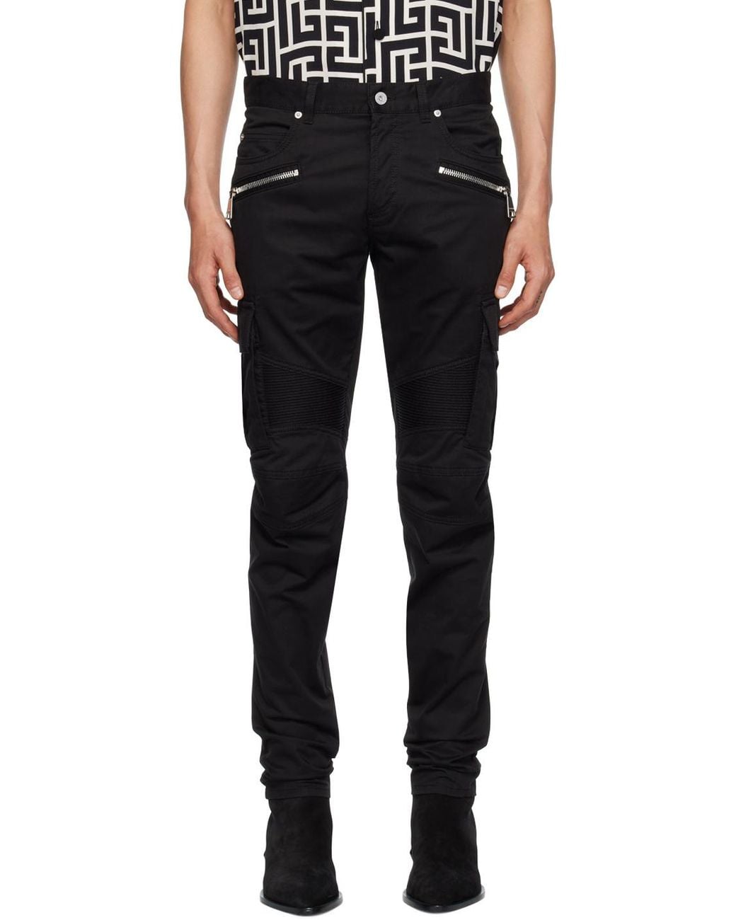 Balmain Black Zip Detailed Tapered-Leg Pants for men