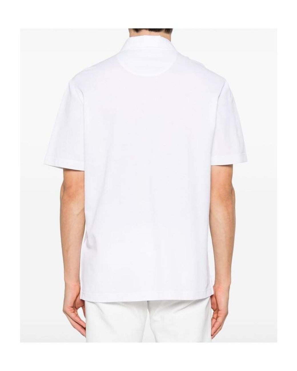 Brioni White Short Sleeve Polo Shirt for men