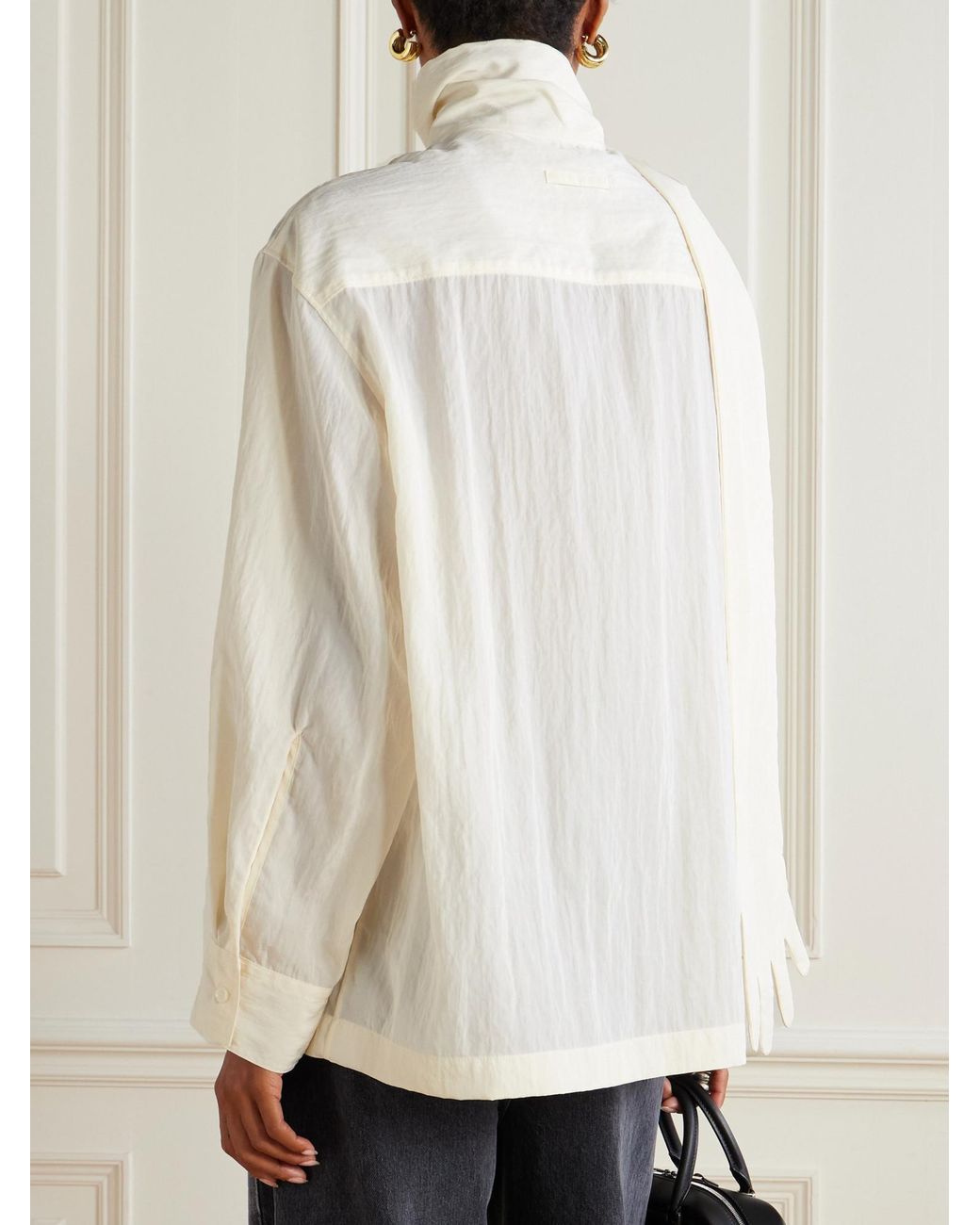 Jean Paul Gaultier Natural The Glove Scarf-Detailed Lyocell-Blend Poplin Blouse