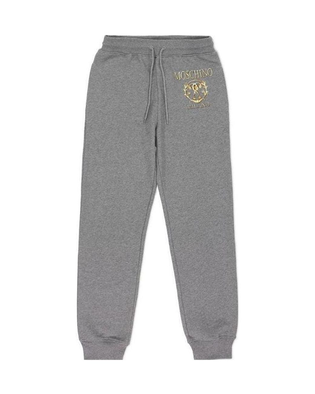 Moschino Gray Logo Printed Sweatpants