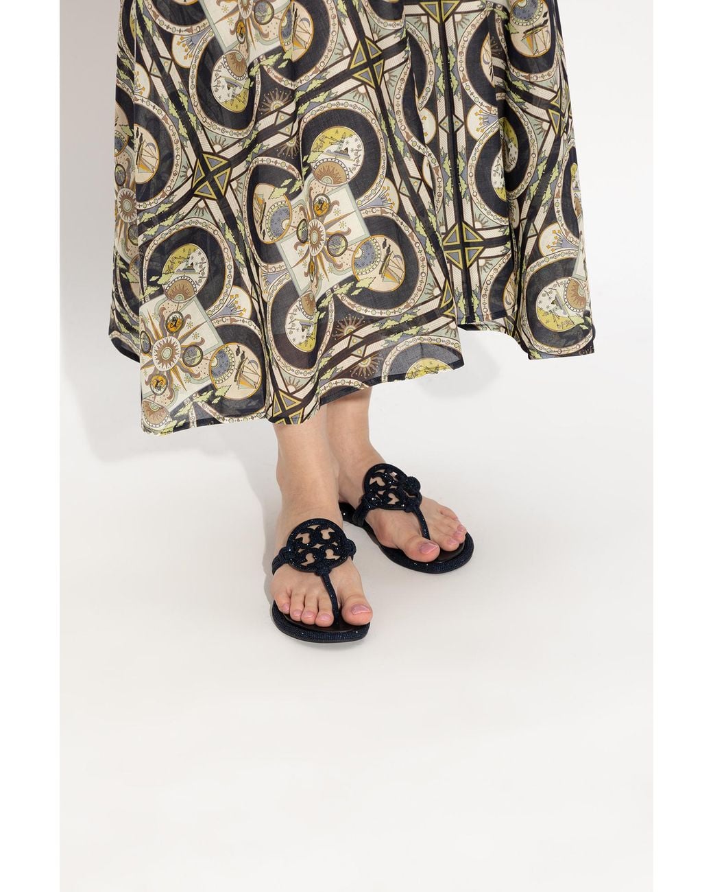 Tory Burch Brown Miller Pavé Embellished Thong Slippers