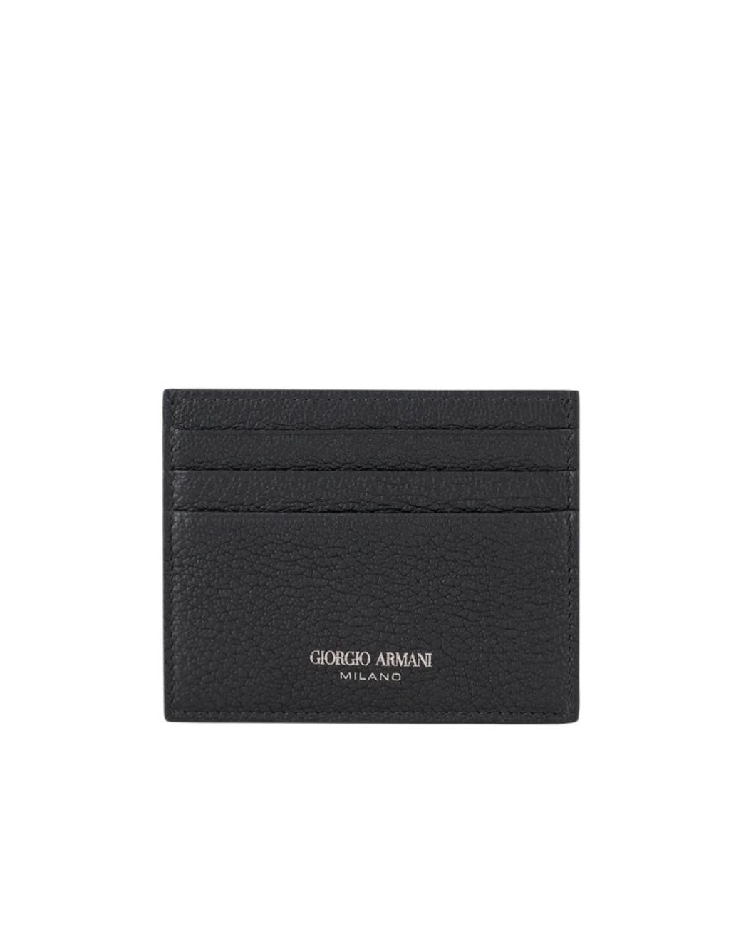 Giorgio Armani Black Logo Printed Card Holder for men