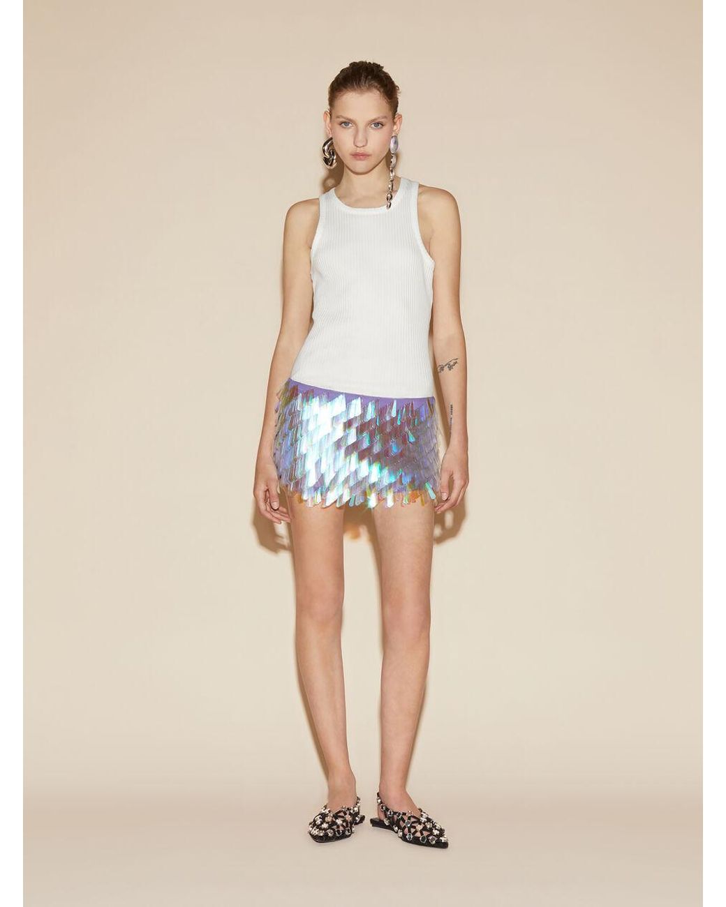 The Attico Blue Iridescent Sequin Mini Skirt