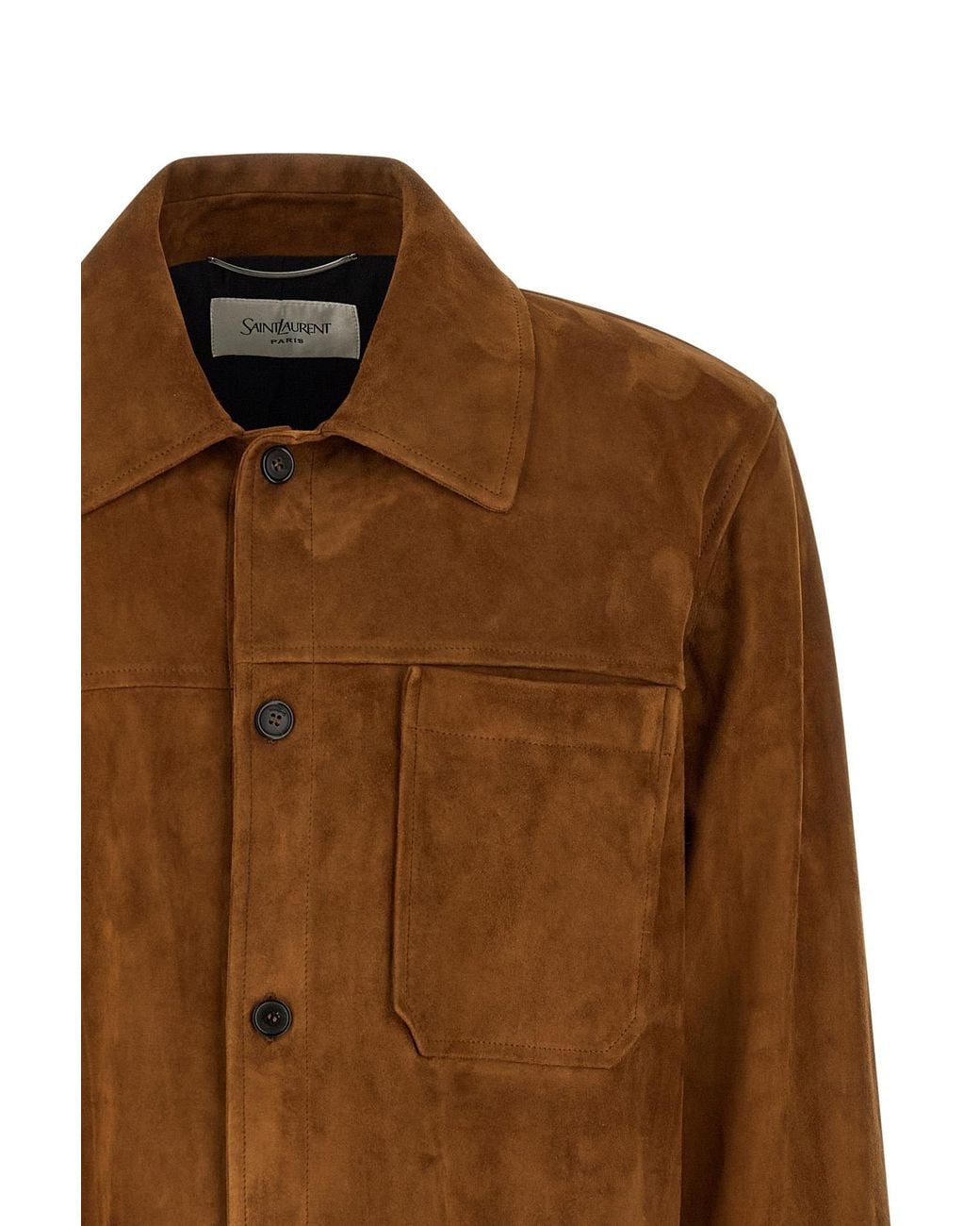 Saint Laurent Brown Button-Up Long-Sleeved Overshirt for men