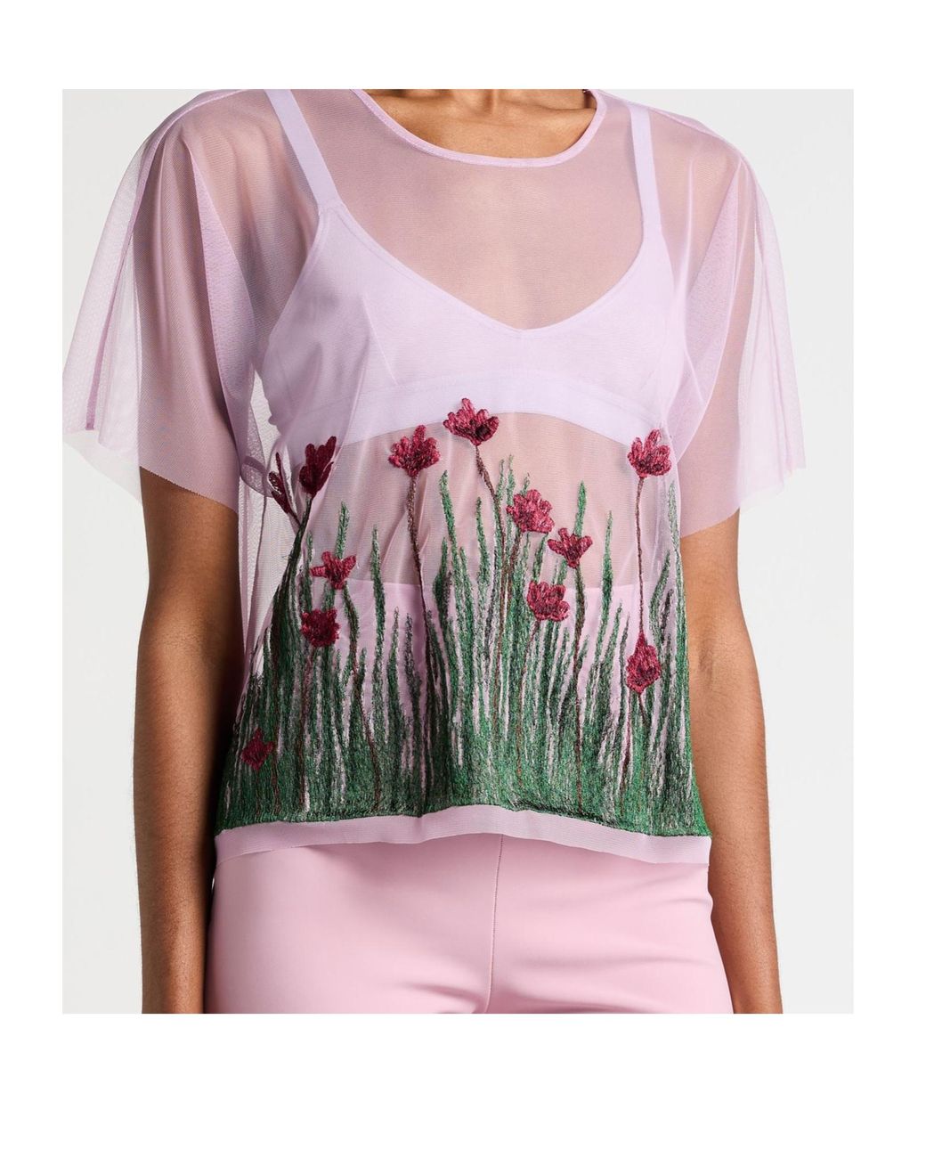 MAX&Co. White Floral Gauze T-Shirt