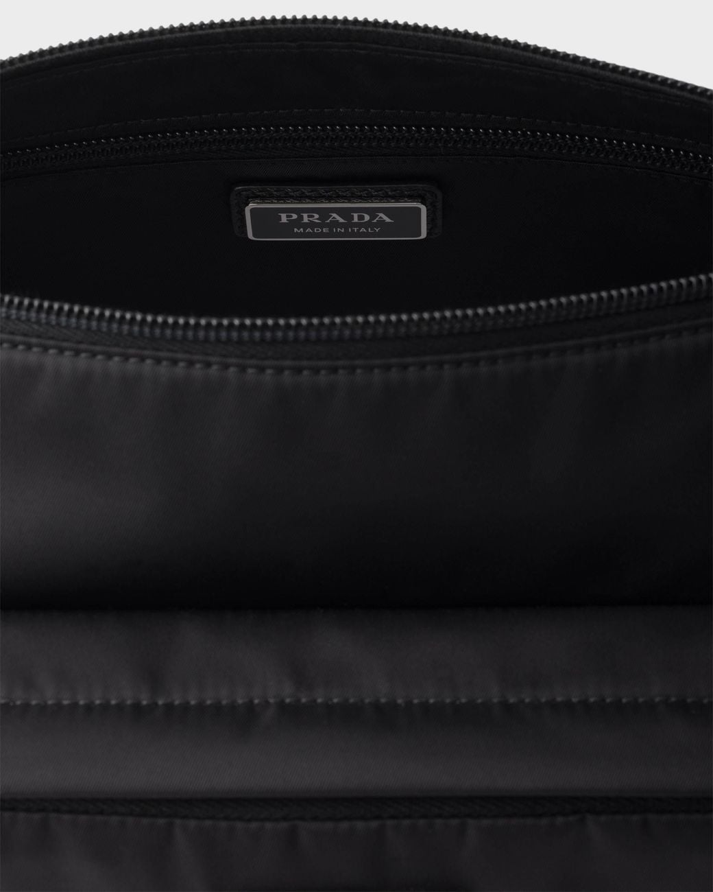 Prada Black Logo Plaque Zipped Messenger Bag for men