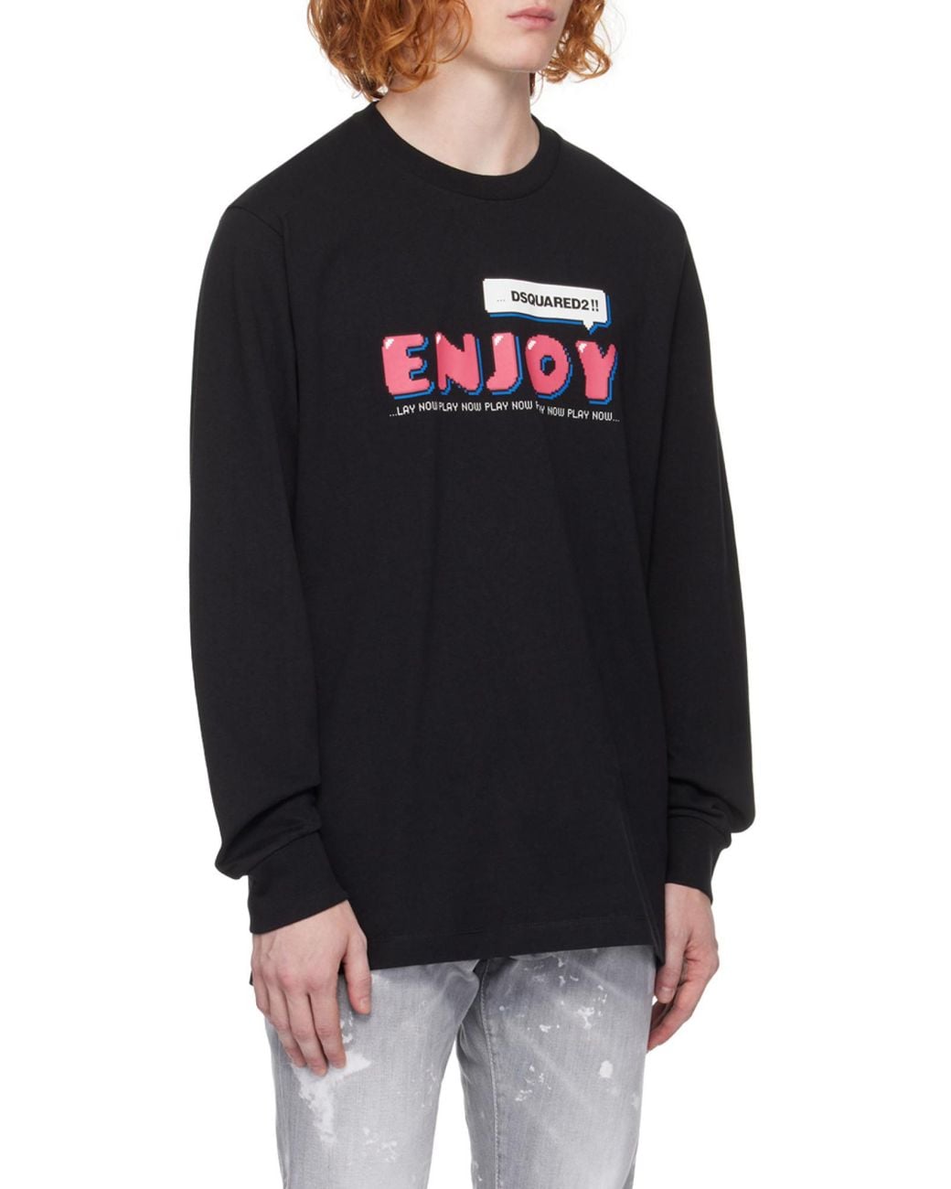 DSquared² Black 'Enjoy' Skater Long-Sleeved T-Shirt for men