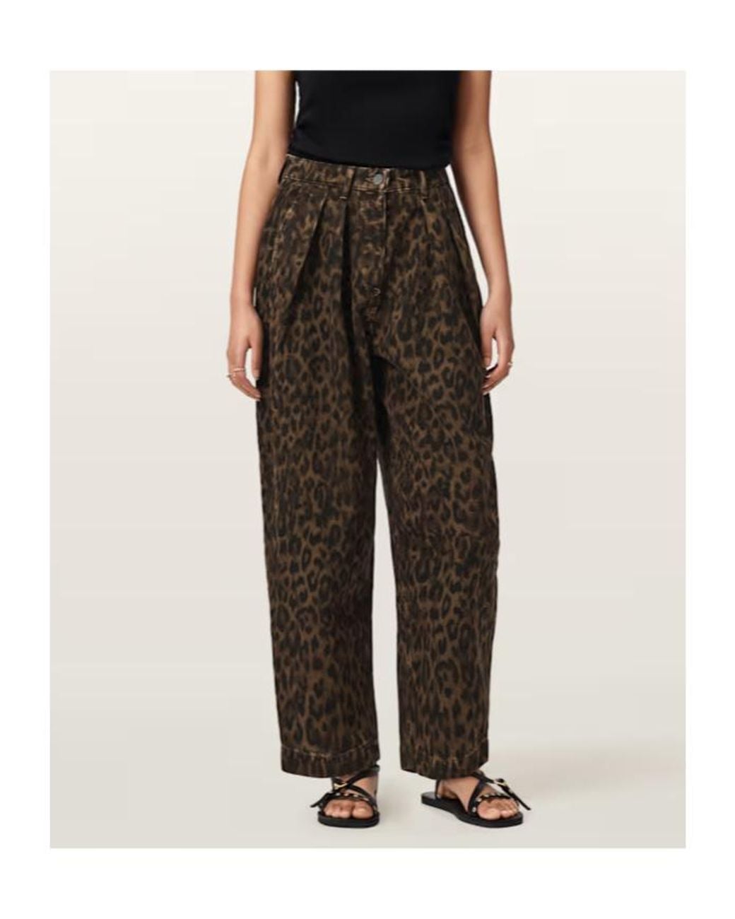 AllSaints Brown Becca Barrel Leg Denim Trousers