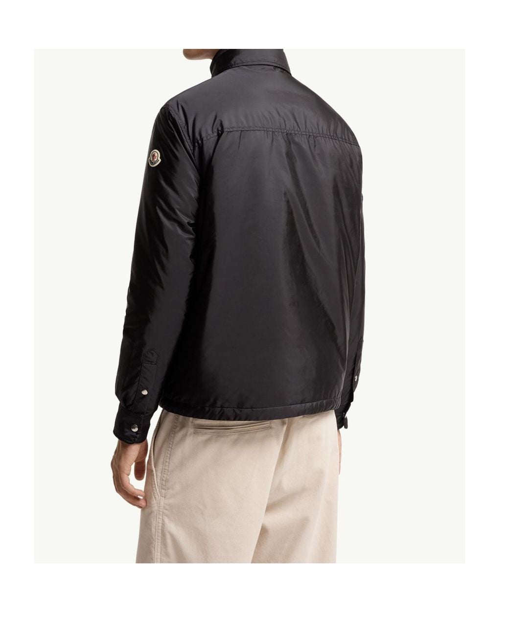 Moncler Black Snap-Front High Collar Shirt for men