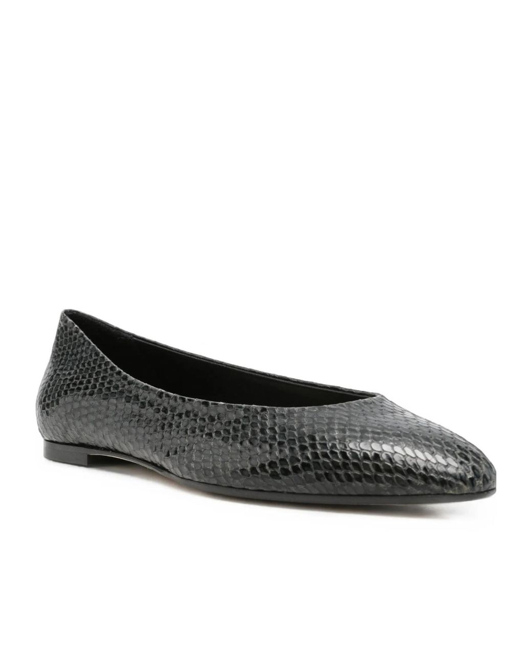 Aeyde Black Snake-Effect Leather Ballet Flats