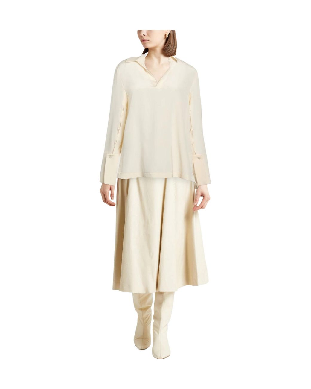 Max Mara White Solid-Color Satin Shirt