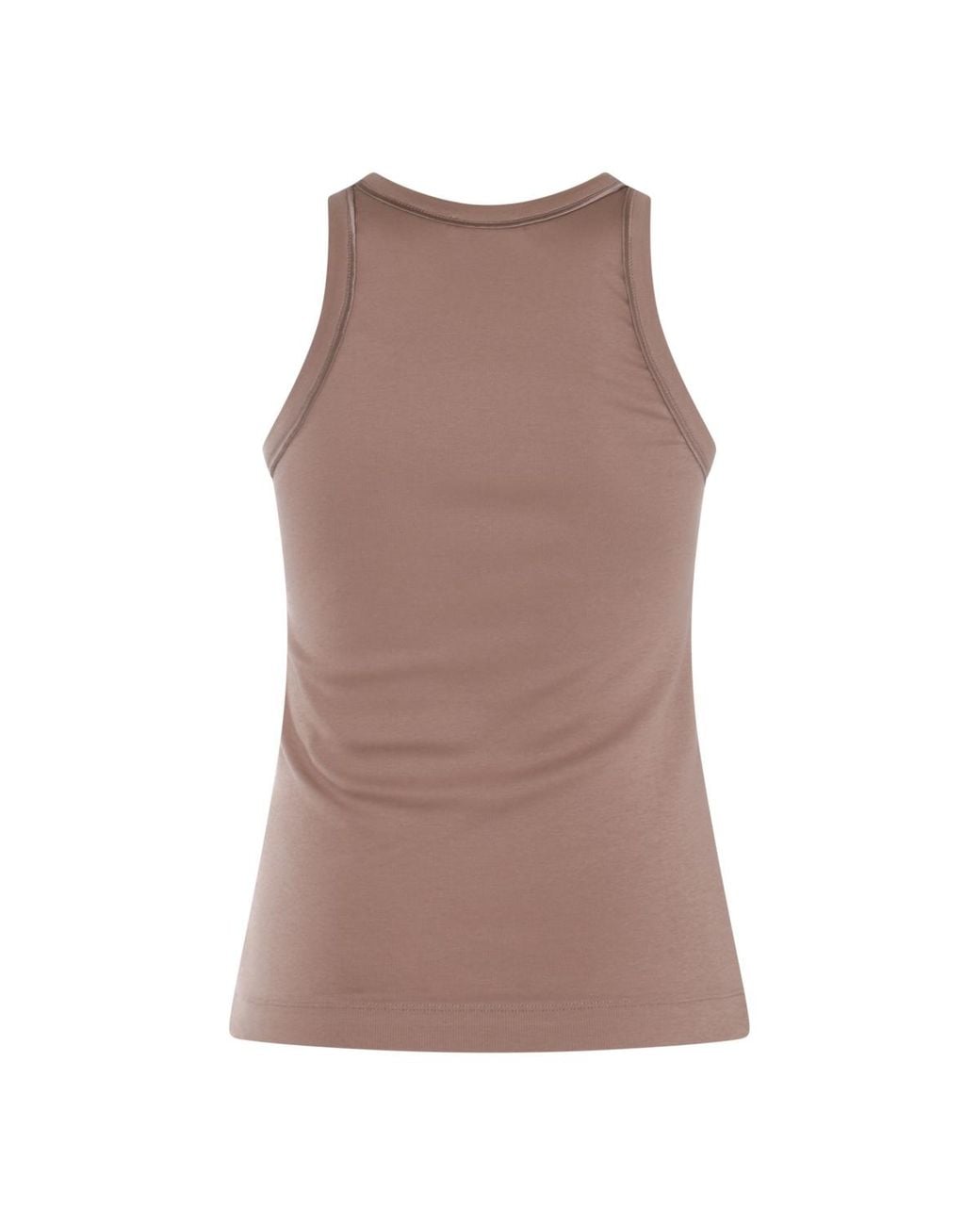 Brunello Cucinelli Brown Stretched Ribbed Jersey Top