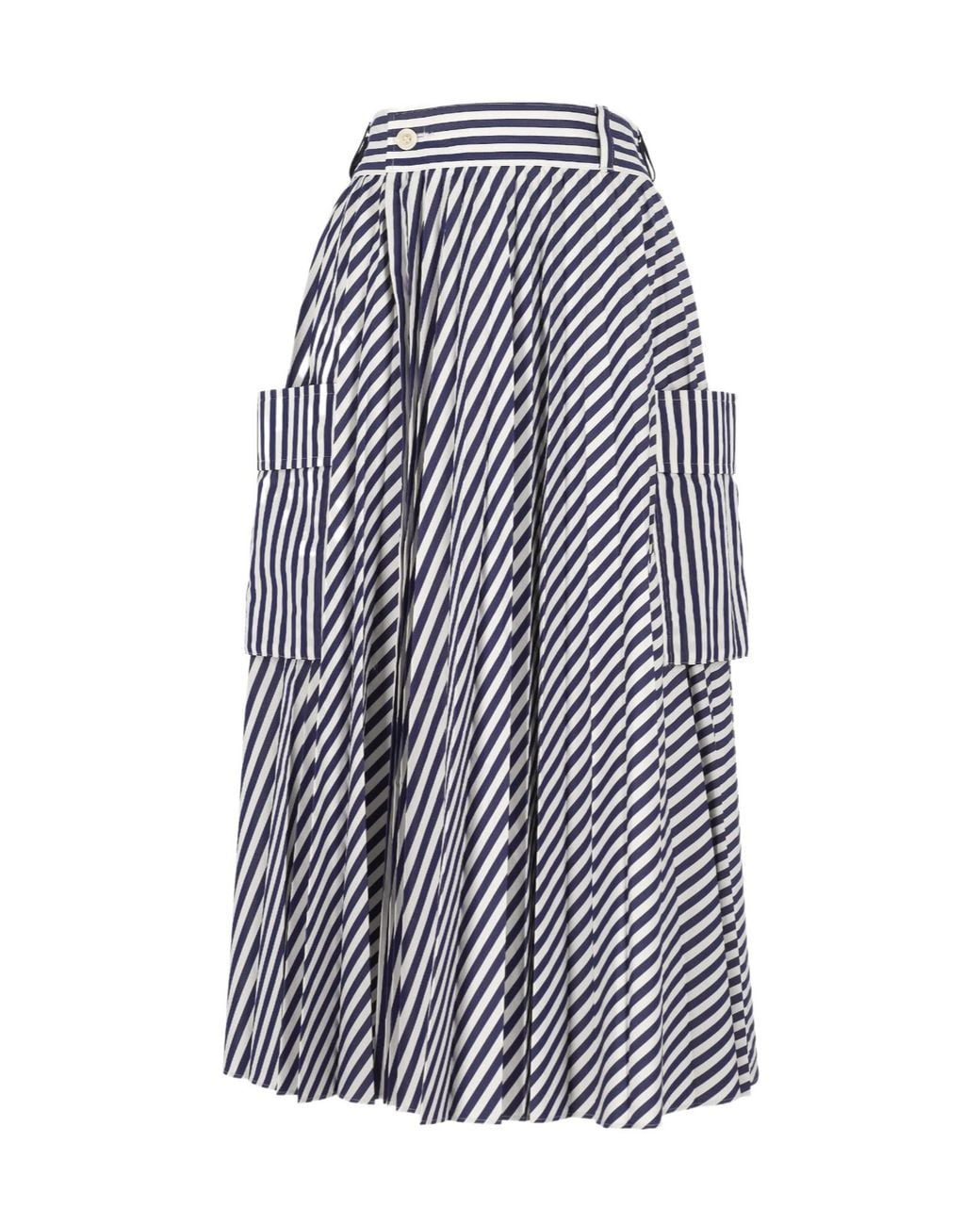 Sacai Blue Striped Midi Skirt