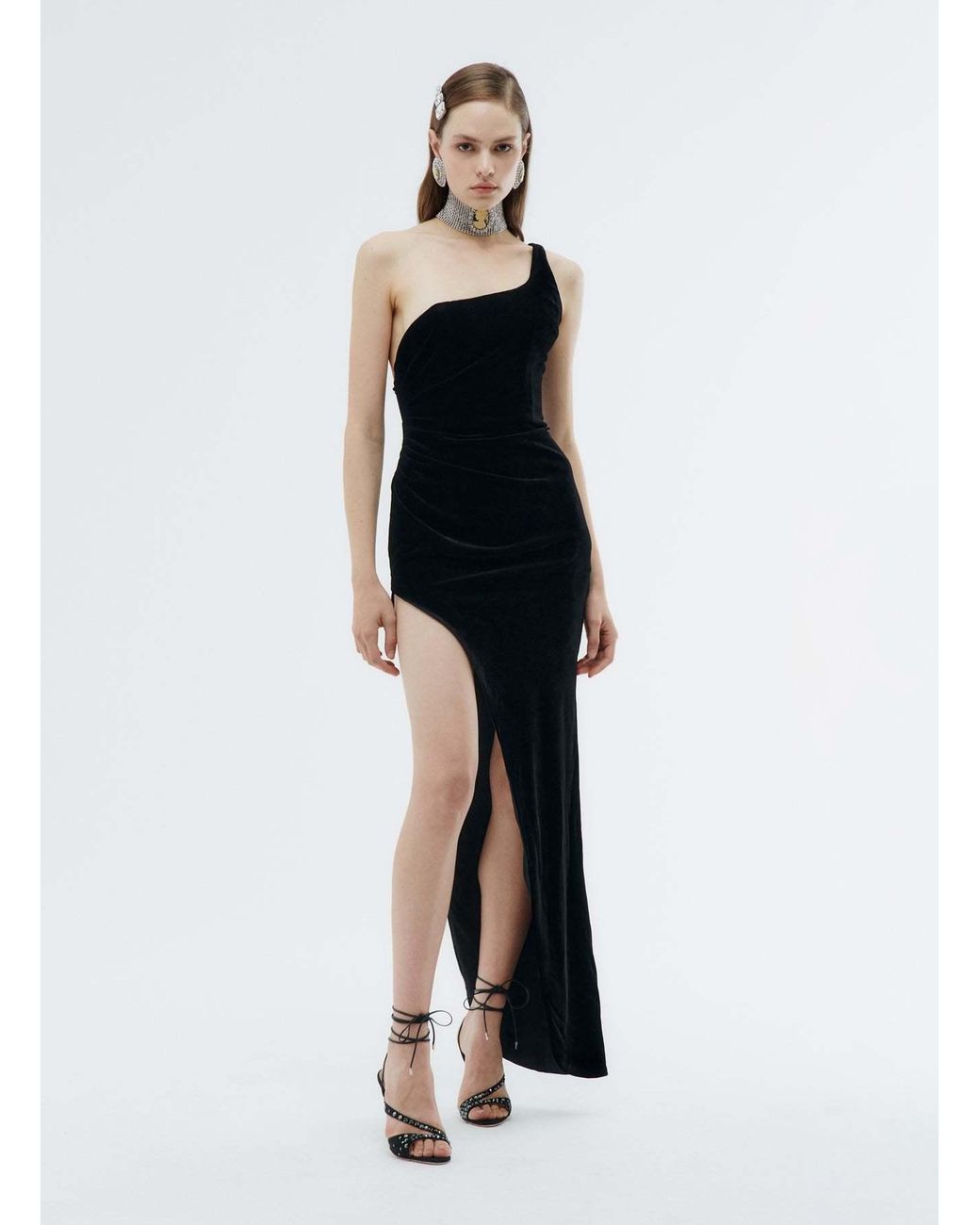 Alessandra Rich Black One-Shoulder Dress