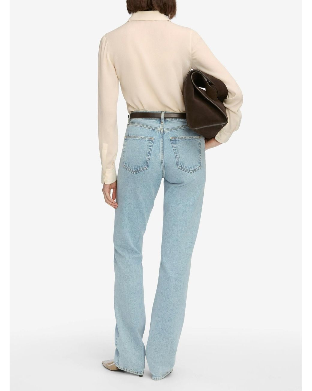 FRAME Blue High Waist Straight Jeans