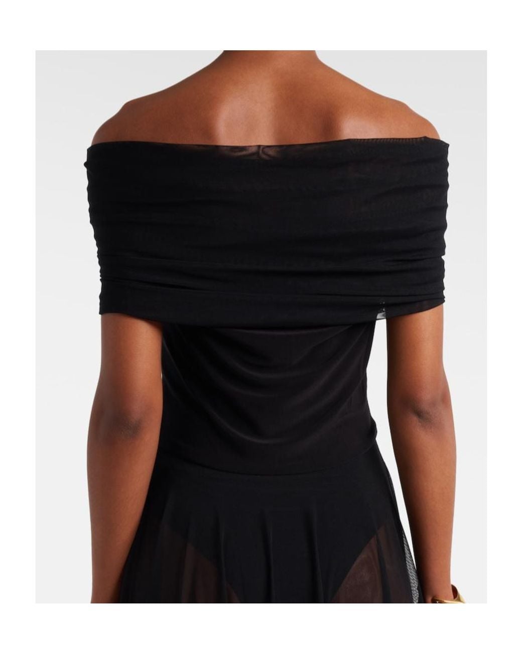 Norma Kamali Black Semi-Sheer Mesh Maxi Dress